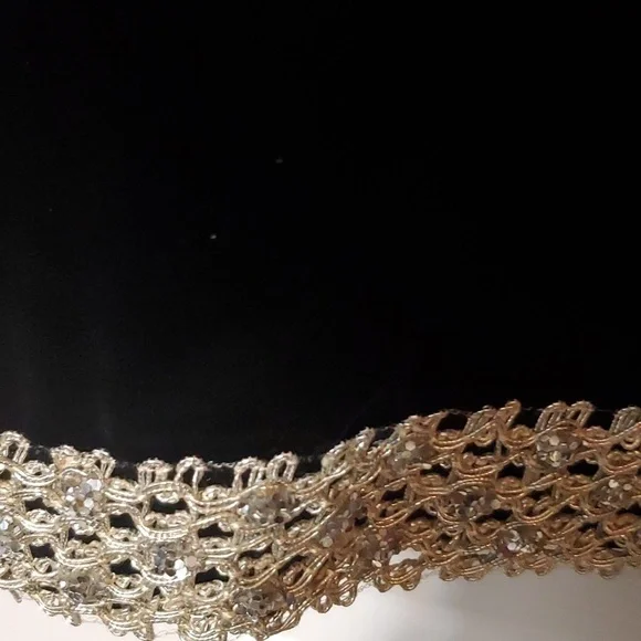 Vintage Wimpfheimer & Bro 50/60s blk velvet dress silver braid trim Sz 16 - Picture 6 of 16